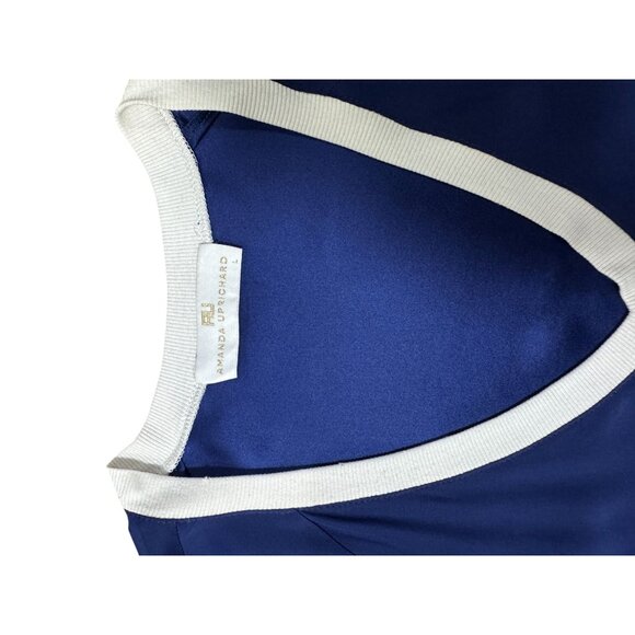 Amanda Uprichard Womens Dress Sz L Blue White 100% Silk Drawstring V-neck Mini - Picture 8 of 9